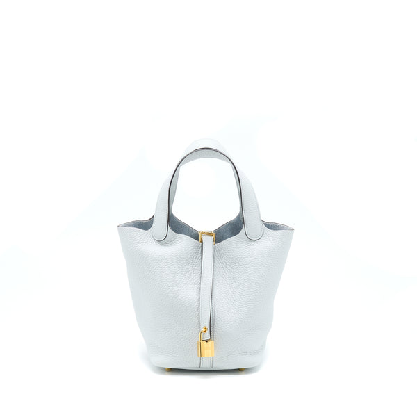 Hermes Picotin 18 Lock Bag Clemence Bleu Pale GHW Stamp Z