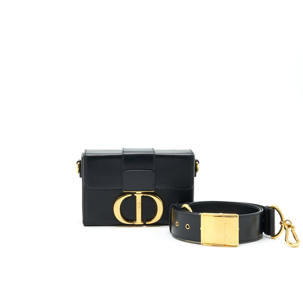 CHRISTIAN DIOR 30 MONTAIGNE SMALL BOX BAG LEATHER BLACK