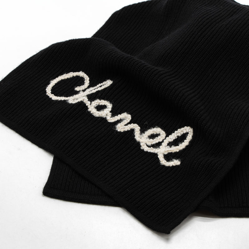 Chanel Letter Scarf Cashmere Black/White