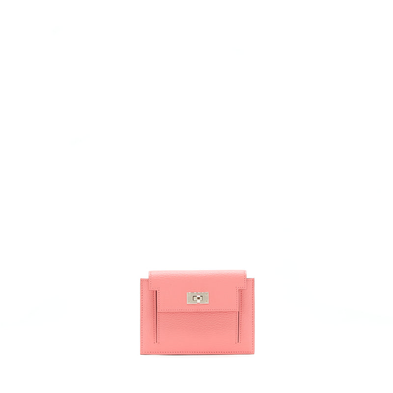 Hermes Kelly Pocket Compact Wallet Chevre Mysore Rose Ete SHW Stamp Y