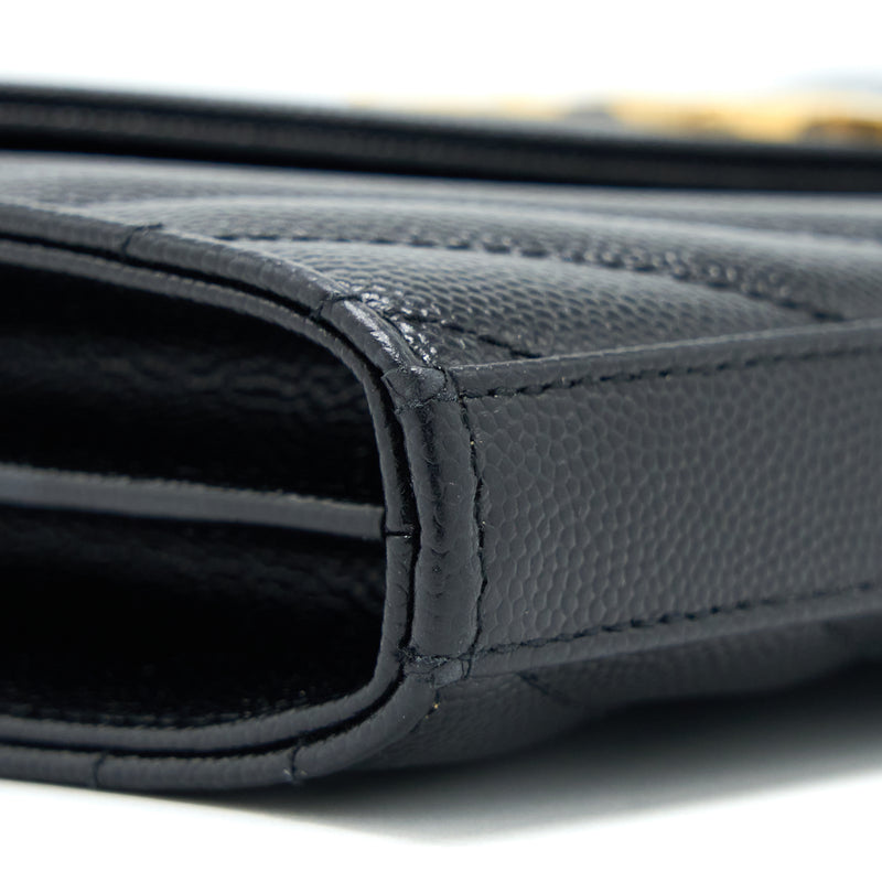 Saint Laurent Wallet On Chain Grained Calfskin Black GHW