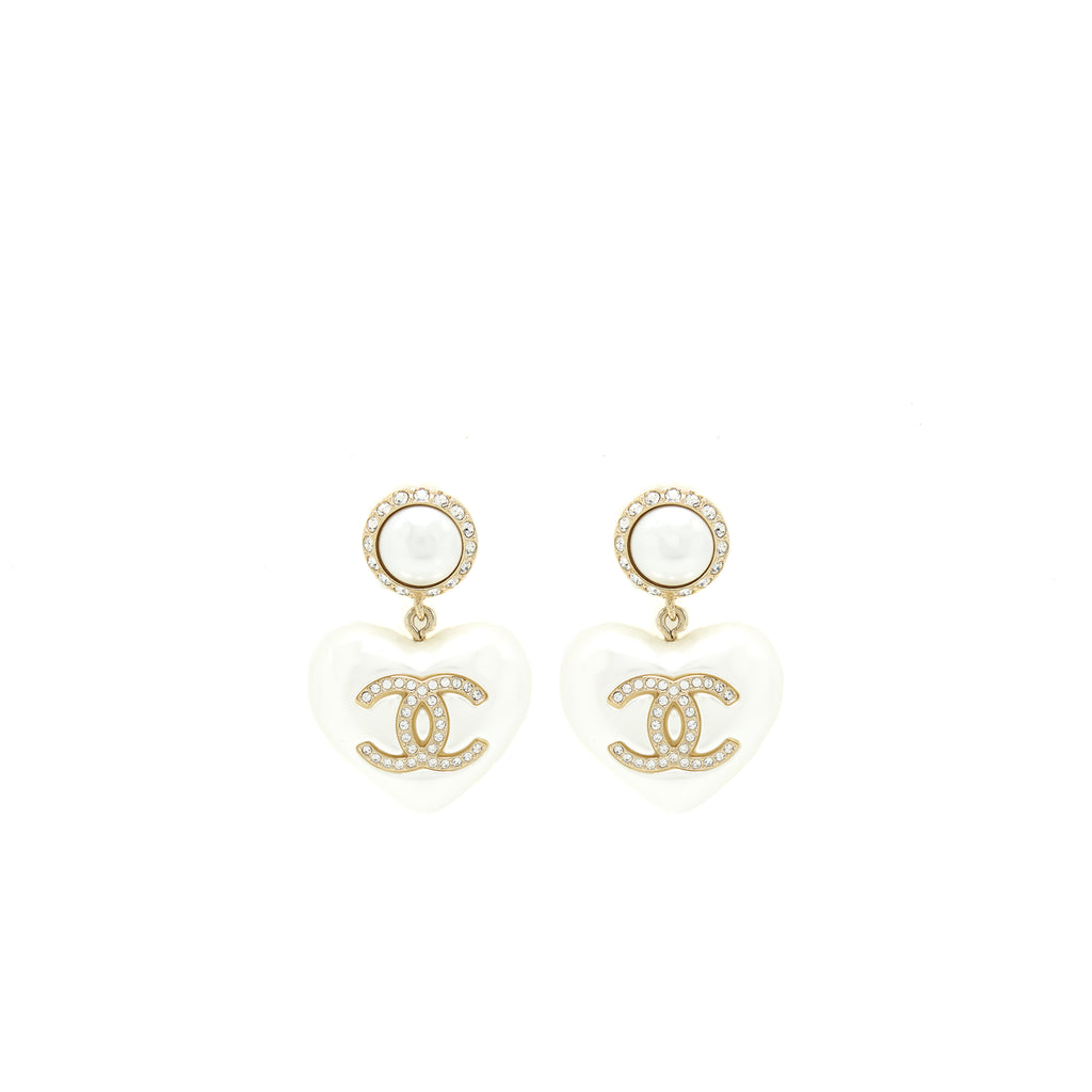 chanel mini heart earrings