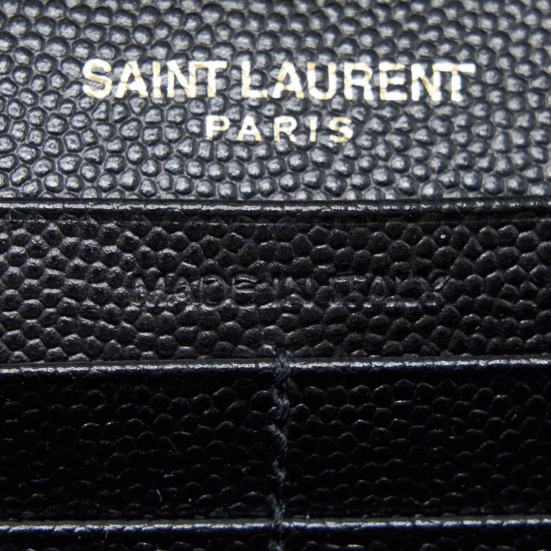 Saint Laurent Wallet On Chain Grained Calfskin Black GHW