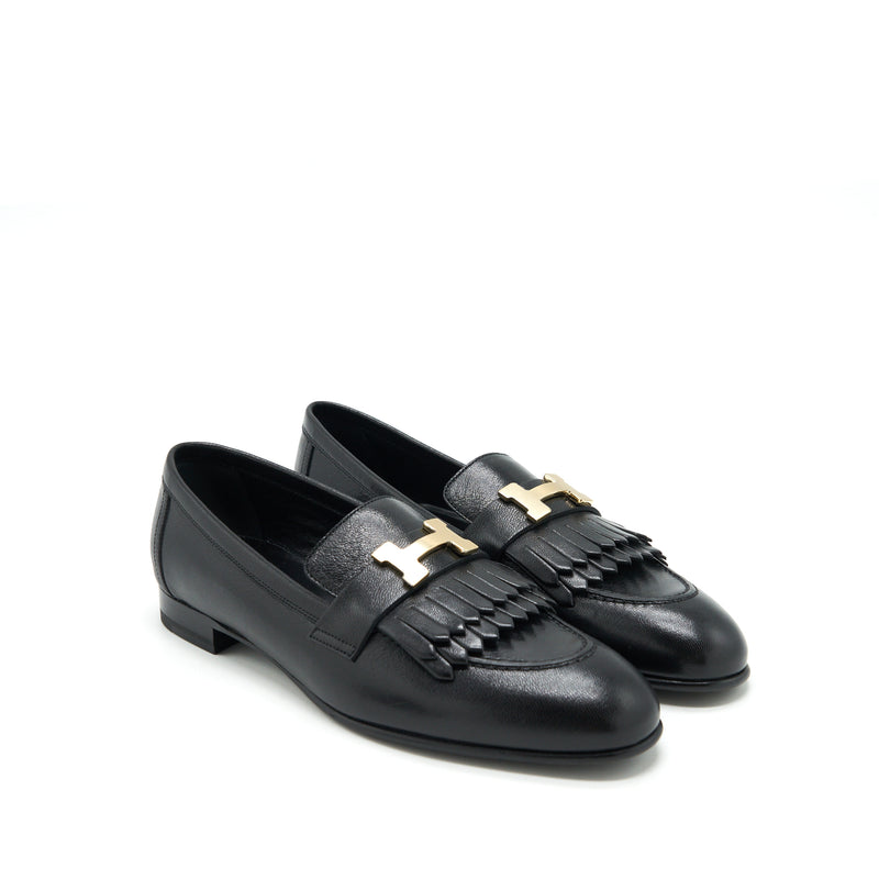 Hermes Size 38 Royal Loafer Black GHW