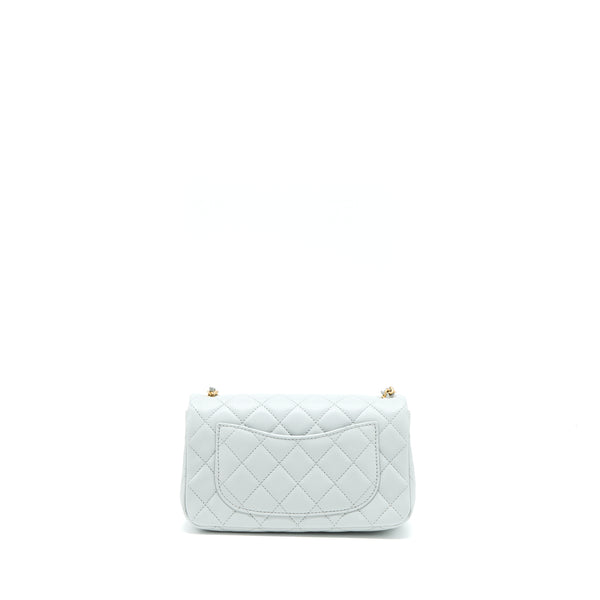 Chanel 23C Pearl Crush Mini Rectangular Lambskin Light Grey Brushed GHW (Microchip)