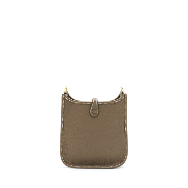 Hermes Mini Evelyne Clemence Etoupe/Bleu Indigo GHW Stamp Z