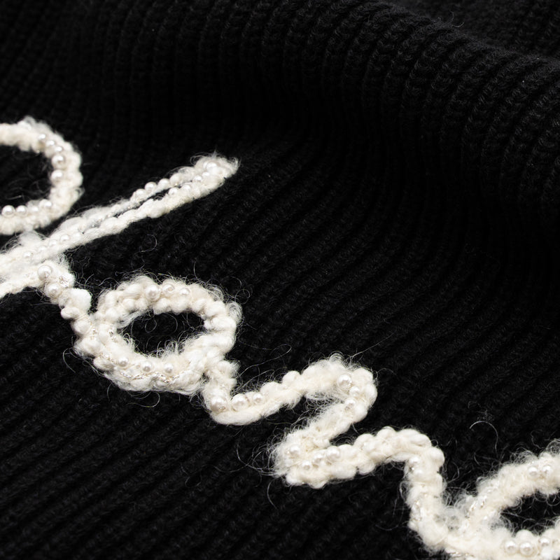 Chanel Letter Scarf Cashmere Black/White