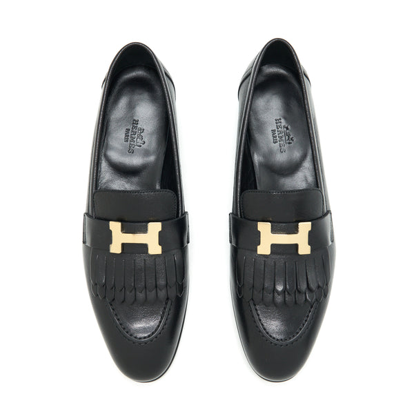Hermes Size 38 Royal Loafer Black GHW