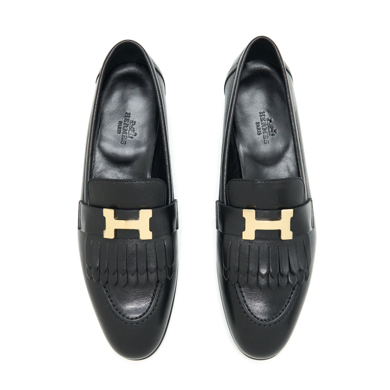 Hermes Size 38 Royal Loafer Black GHW