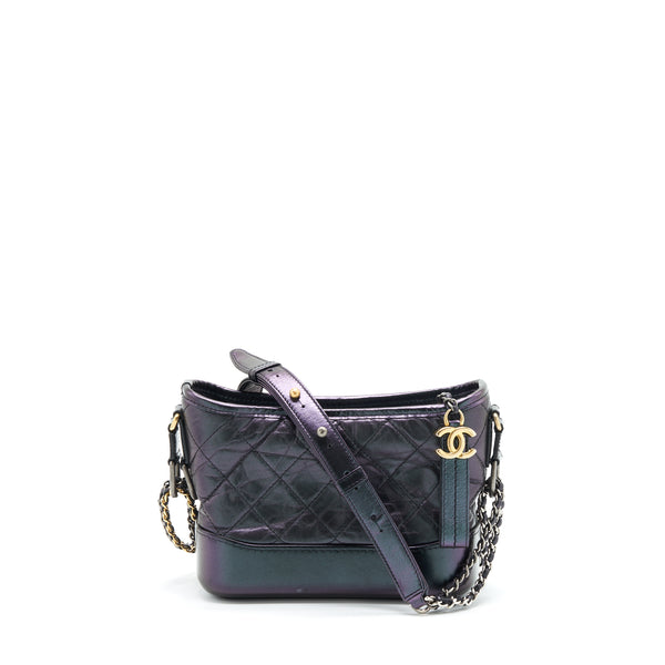 Chanel Small Gabrielle Hobo Bag Lambskin Iridescent Purple Multicolour Hardware