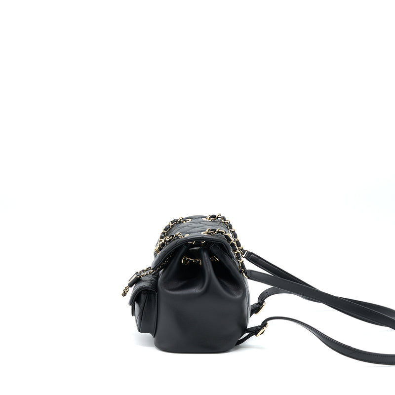 Chanel Duma Mini Backpack Lambskin Black LGHW (Microchip)