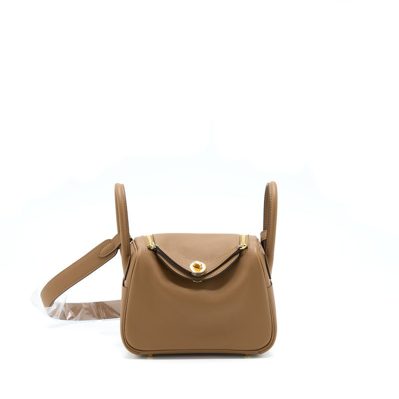 Hermes Mini Lindy Swift Alezan / Biscuit GHW Stamp U