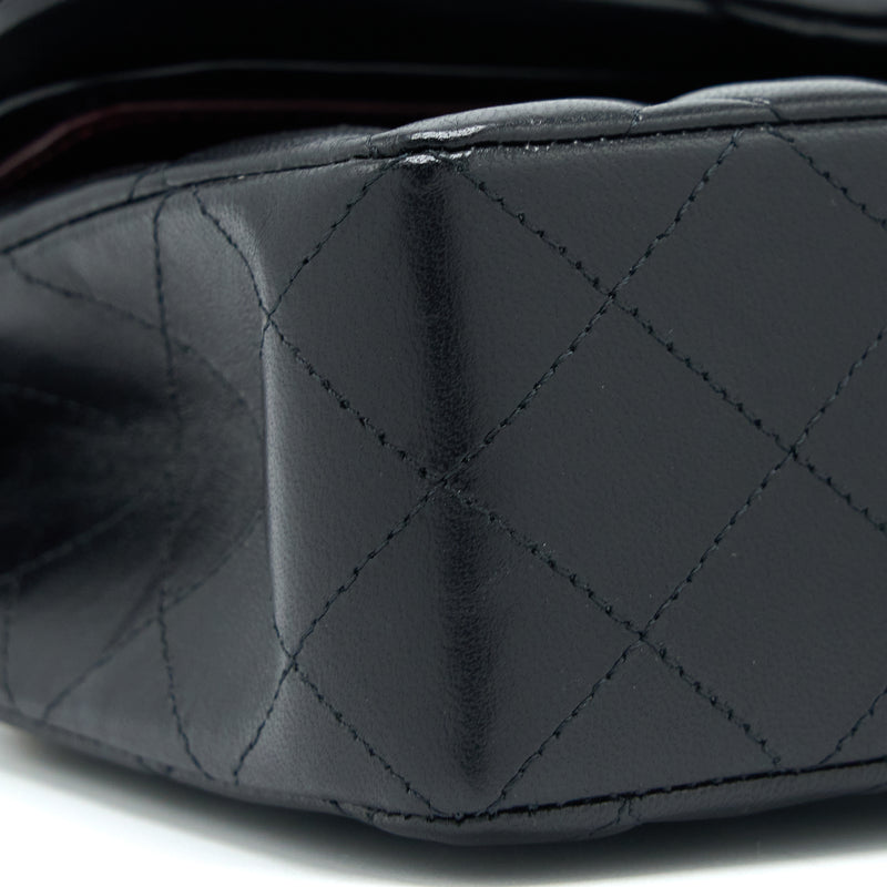 Chanel Small Classic Double Flap Bag Lambskin Black GHW (Microchip)