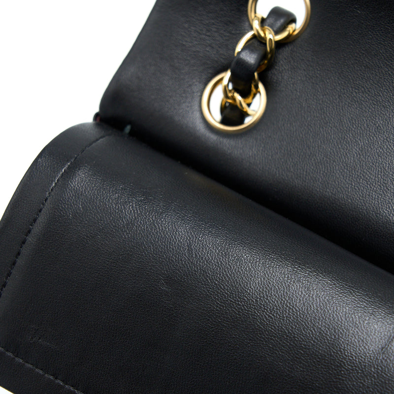Chanel Small Classic Double Flap Bag Lambskin Black GHW (Microchip)