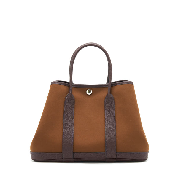 Hermes garden Party 30 verso Bag, Alezan / Blue outremer/ rouge Sellier stamp Z