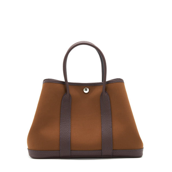 Hermes garden Party 30 verso Bag, Alezan / Blue outremer/ rouge Sellier stamp Z
