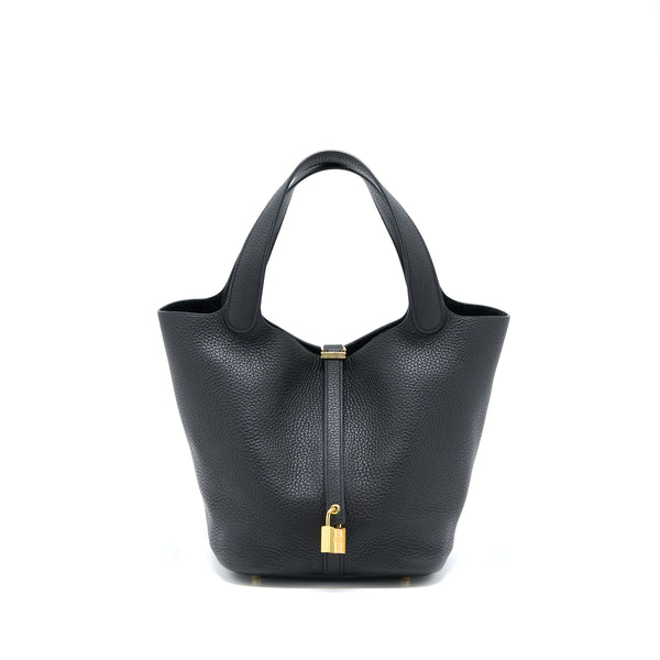 Hermes Picotin 22 Lock Bag Clemence Black GHW Stamp Z