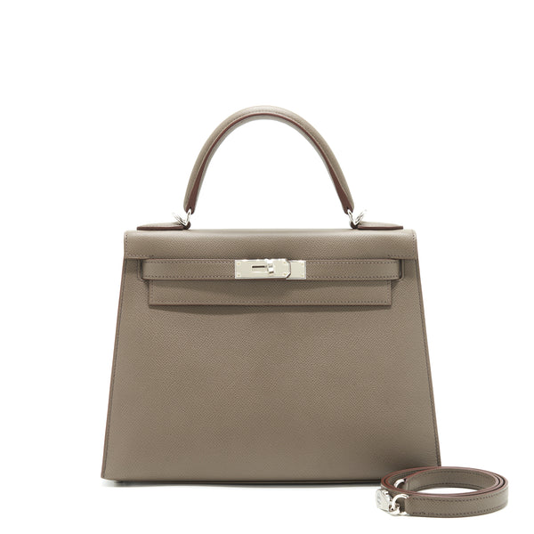 Hermes Kelly 28 Epsom Gris Etain SHW stamp Z