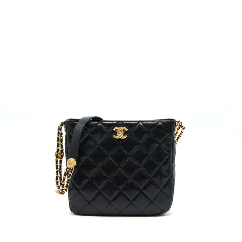 Chanel 22A Twist Your Buttons Hobo Shoulder Bag Caviar Black GHW (Micr