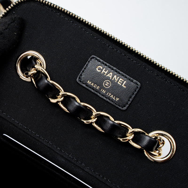Chanel Long Vanity with Giant Chain Tweed/Lambskin Black LGHW