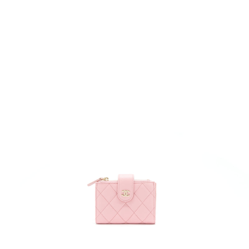 Chanel Double Zip Card Holder Caviar Pink LGHW