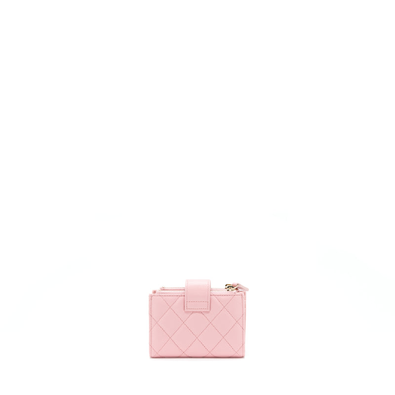 Chanel Double Zip Card Holder Caviar Pink LGHW