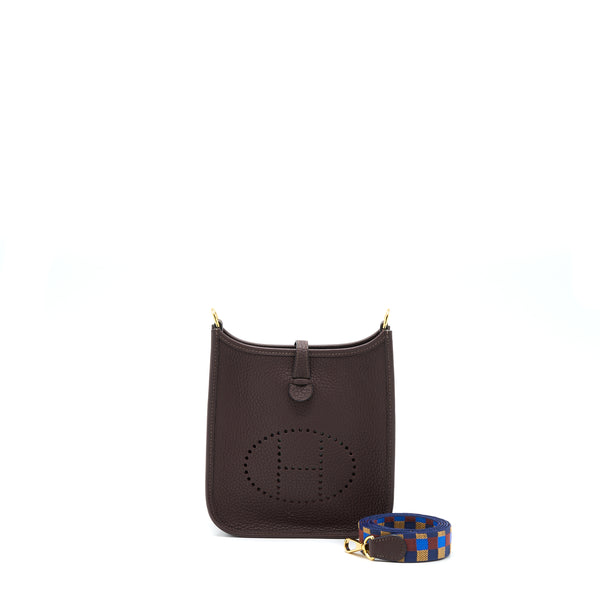 Hermes Mini Evelyne Clemence Rough H GHW With Multicolour Strap Stamp Z