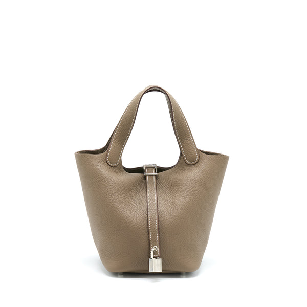 Hermes Picotin 18 Clemence Etoupe SHW Stamp Z