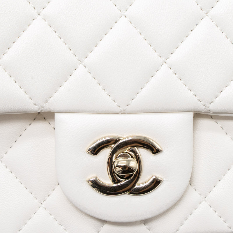 Chanel 23C Pearl Crush Mini Rectangular Flap Bag Lambskin White LGHW (Microchip)