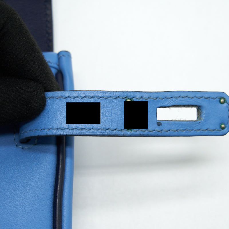 Hermes Berlin Mini Swift Blue SHW Stamp Square R