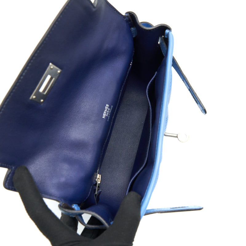 Hermes Berlin Mini Swift Blue SHW Stamp Square R