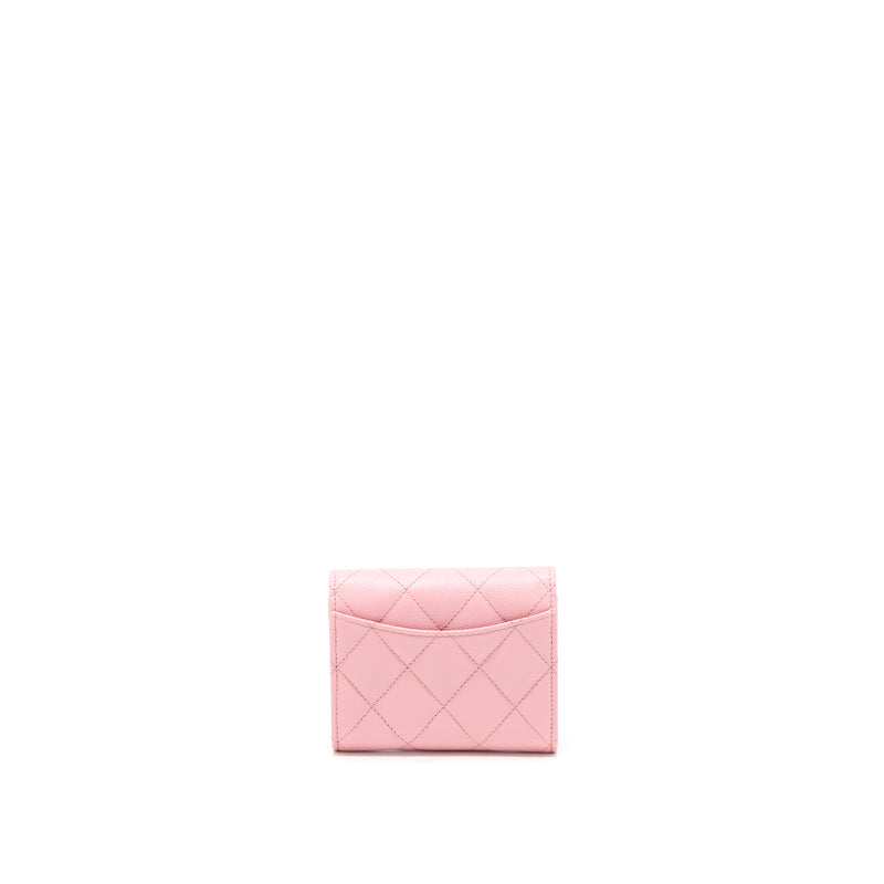 Chanel 22C Flap Card Holder with Chain Caviar Pink LGHW