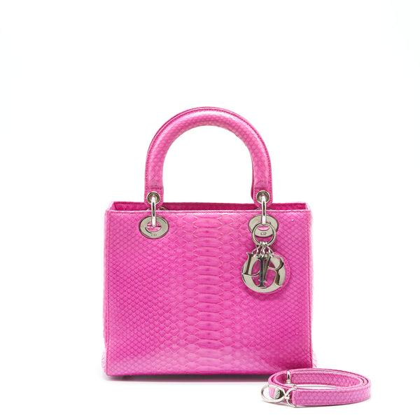 Dior Medium Lady Dior Python Pink SHW