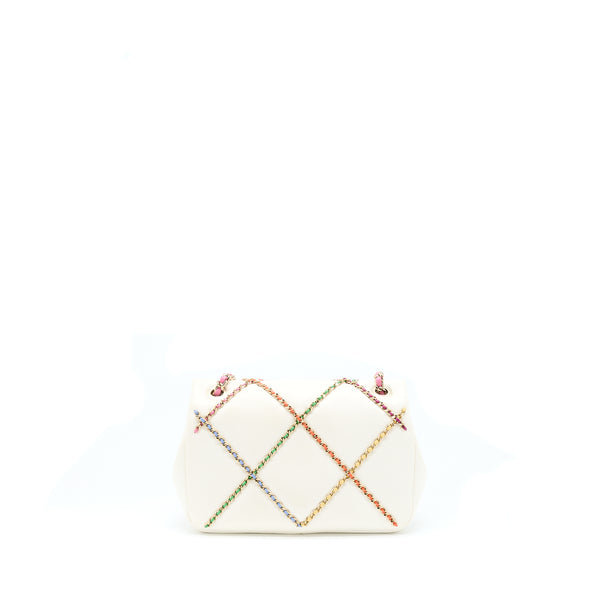 Chanel Small Flap Bag Lambskin White/Multicolor LGHW