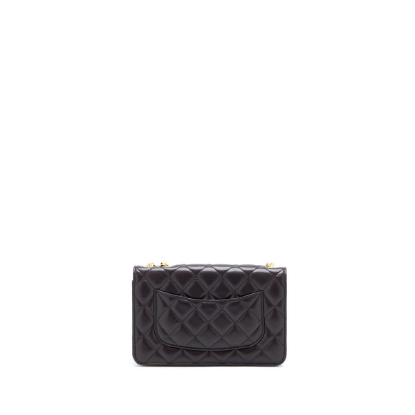 Chanel Gold Pillar Wallet On Chain Lambskin Dark Brown Brushed GHW(Microchip)