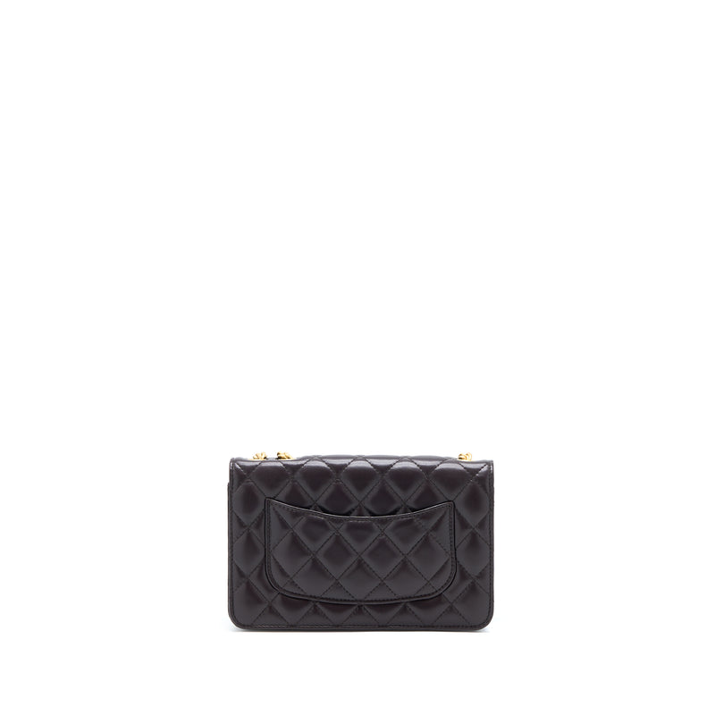 Chanel Gold Pillar Wallet On Chain Lambskin Dark Brown Brushed GHW(Microchip)