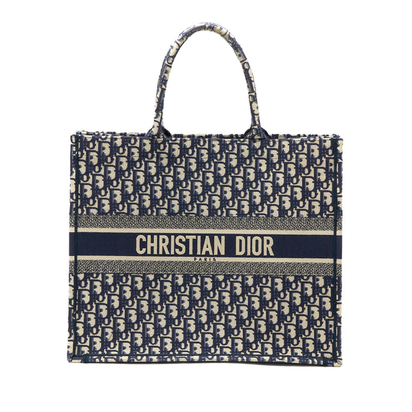 Dior Large Book Tote Blue Blue Oblique Jacquard