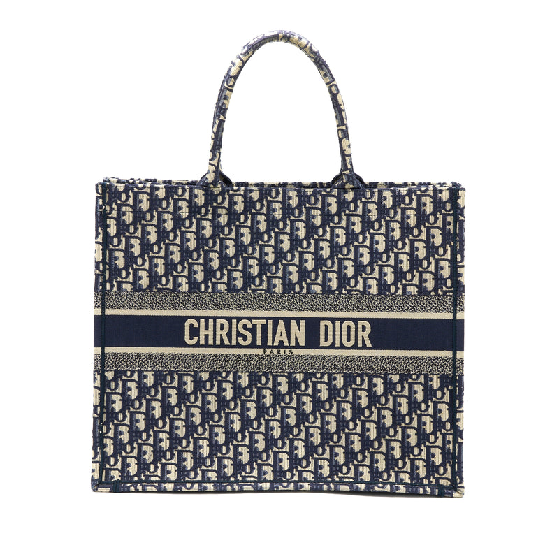 Dior Large Book Tote Blue Blue Oblique Jacquard