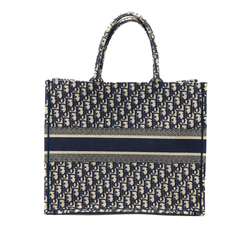 Dior Large Book Tote Blue Blue Oblique Jacquard