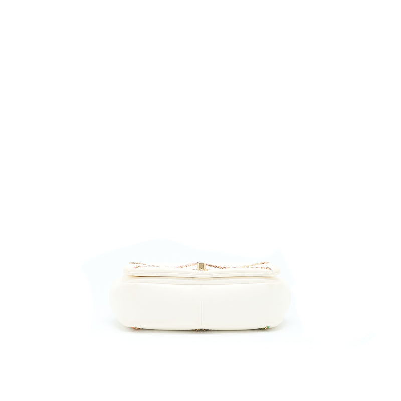 Chanel Small Flap Bag Lambskin White/Multicolor LGHW