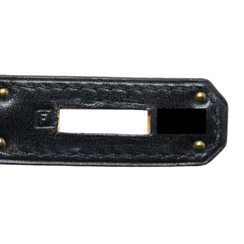 Hermes Vintage Kelly 28 Box Black GHW Stamp Square F