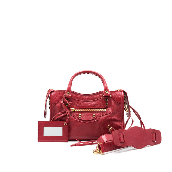 BALENCIAGA MINI CITY BAG RED WITH GHW