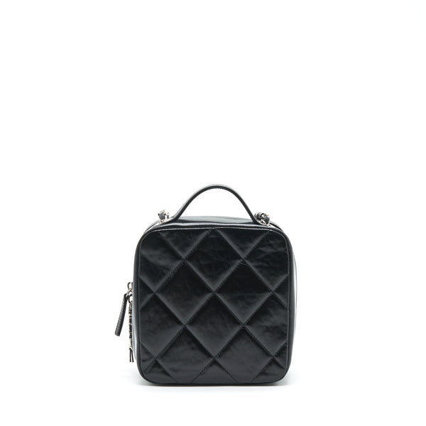 Chanel Quilted Vertical Top Handle Bag Calfskin Black SHW