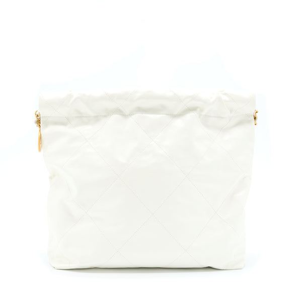Chanel Small 22 Bag Shiny Calfskin White GHW (Microchip)