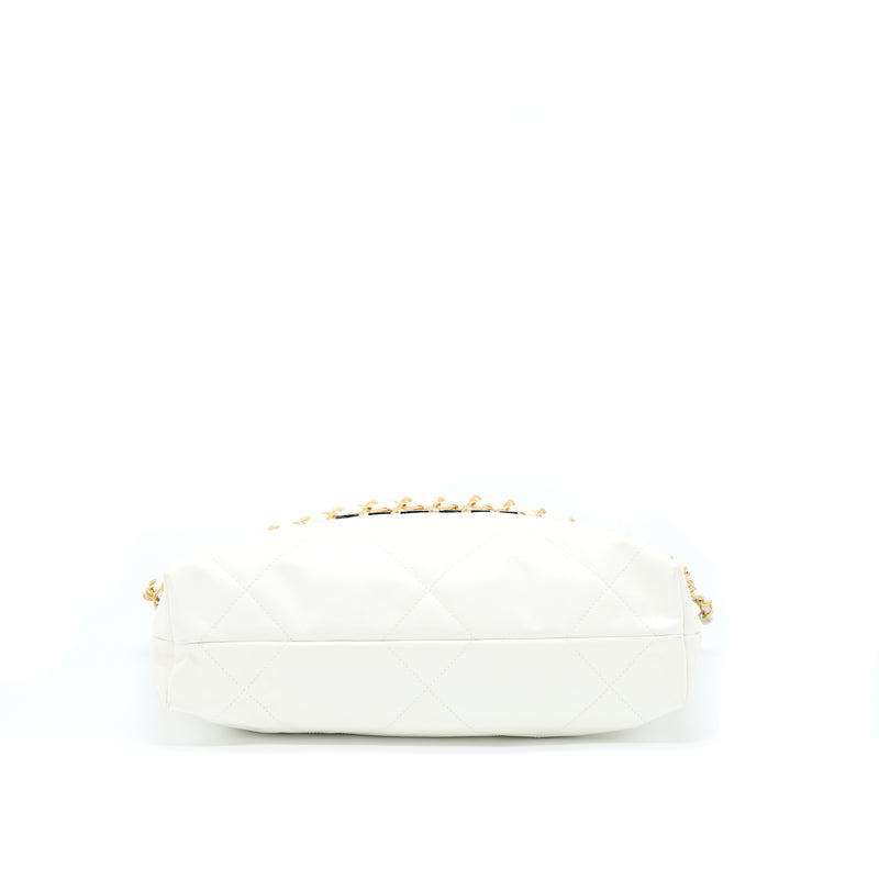 Chanel Small 22 Bag Shiny Calfskin White GHW (Microchip)