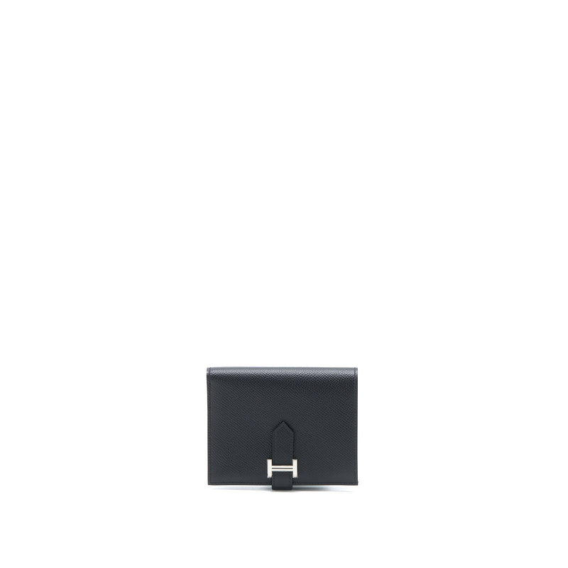 Hermes Bearn Compact Wallet Epsom Black SHW Stamp Z