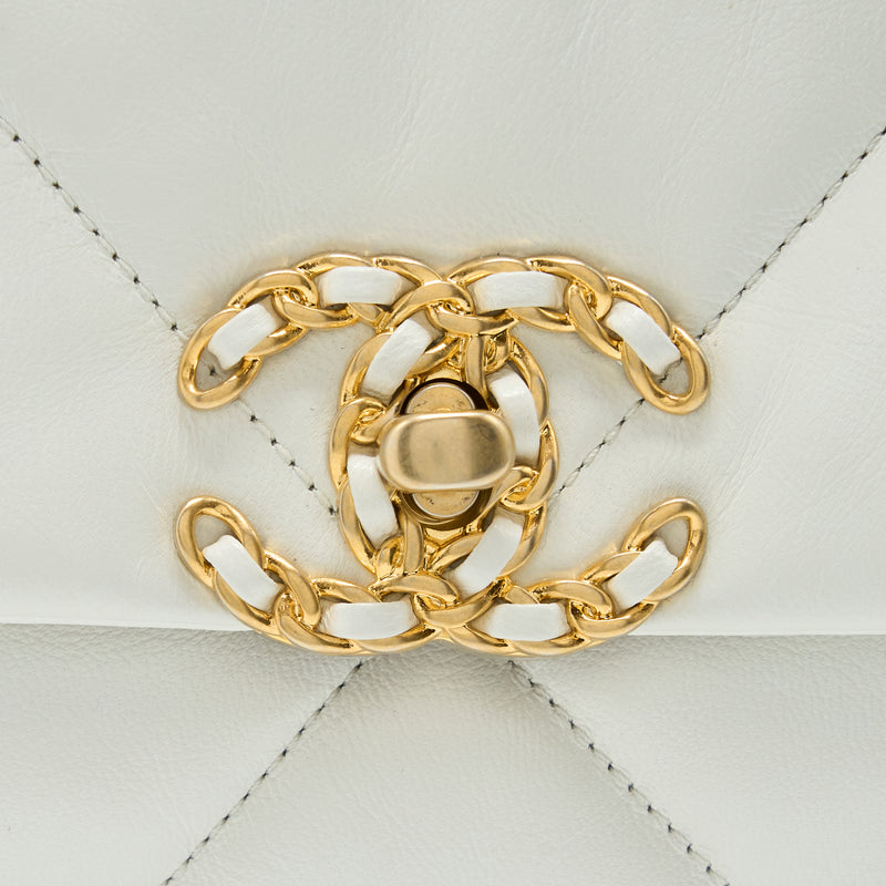 Chanel Small 19 Bag Goatskin White Multicolour Hardware