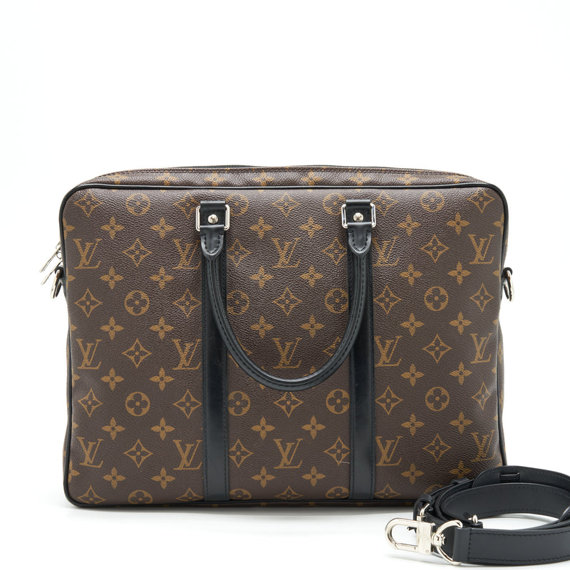 Louis Vuitton Poche Document Brown Canvas Briefcase Bag (Pre-Owned)