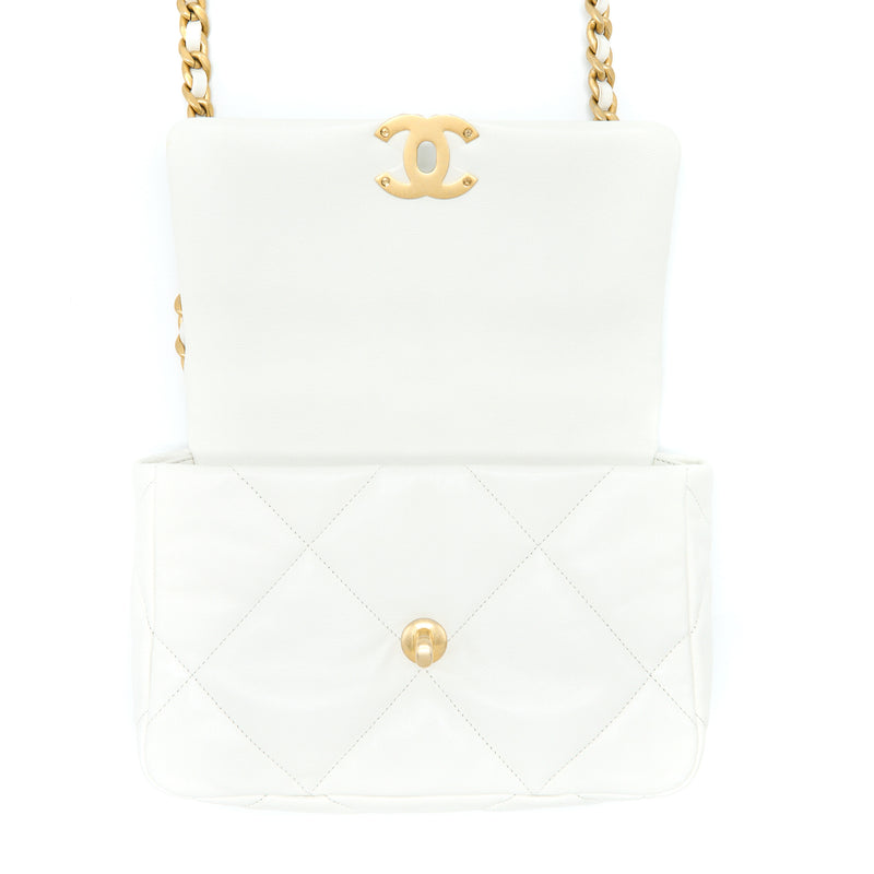 Chanel Small 19 Bag Goatskin White Multicolour Hardware