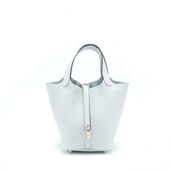 Hermes Picotin 18 Lock Bag Clemence Blue Pale SHW Stamp U